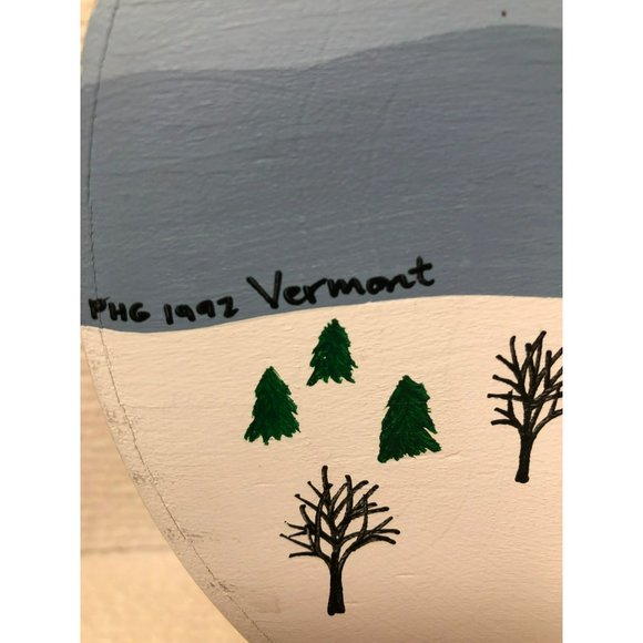 1992 Handmade Vermont Oval Shaker Box with hand painted Lid, Church in Winter - Picture 3 of 9